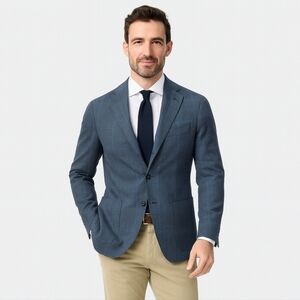 L.B.M. 1911 Luigi Bianchi Mantova Blue‎ Plaid Men’s Sport Coat Wool Size 54 R